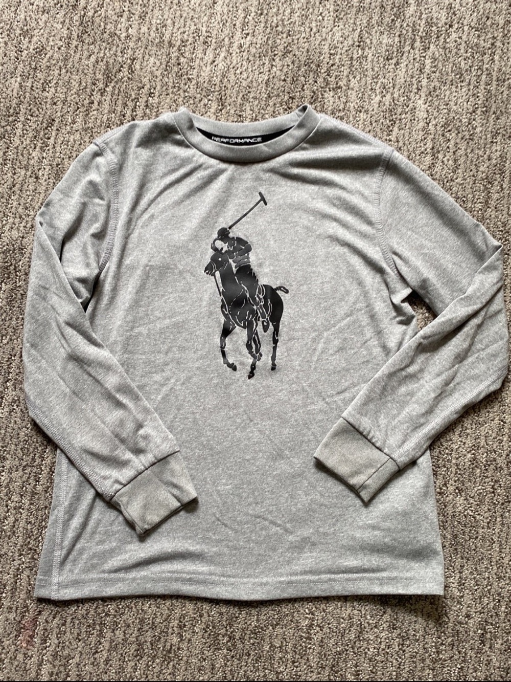 Ralph Lauren Gray Long-Sleeve Polo Player Tee